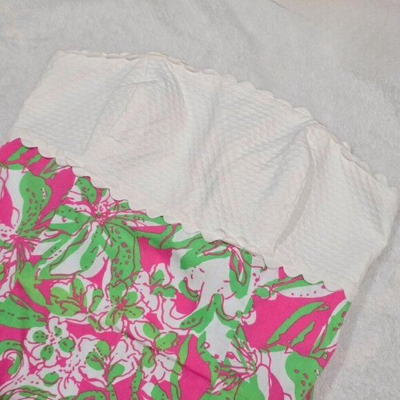 Lilly Pulitzer ✦ Franco Strapless Dress ✦ White Pink Green Cotton Mini Size S - Picture 8 of 13